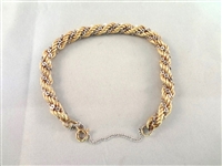 14k Gold and Sterling Wrapped Rope Bracelet 2.25" in Diameter
