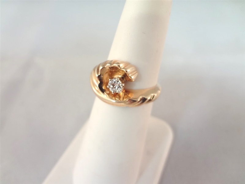 14k Gold and Diamond Ring Size 5.25