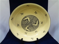 Art Nouveau Style Cream Transferware Serving Bowl