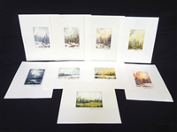 (9) Miniature Original Watercolor Paintings All Landscapes Signed