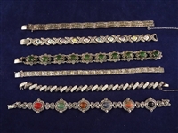 (6) Sterling Silver Bracelets with and Without Stones