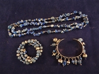 Carolyn Pollack Sterling Silver Necklace, Cuff Dangle Bracelet, 3 Strand Stretch Bracelet