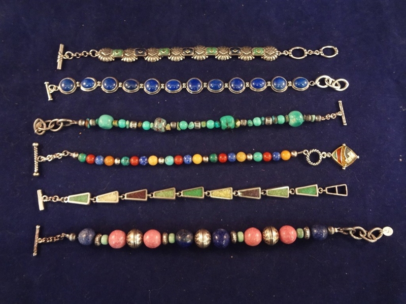 Carolyn Pollack Sterling Silver and Multi Color Stone Bracelets