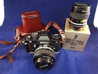 Nikon F3 35mm Camera with Nikkor 58mm 1:12 Lens and Micro Nikkor 55mm f/2.8 Lens
