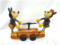 Mickey Mouse Hand Made Oversize Wood Toy Hand Cart