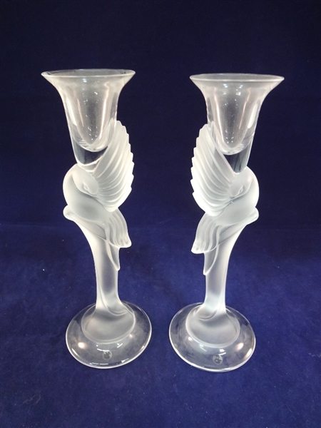 Pair Igor Carl Faberge Snow Doves Candle Holders