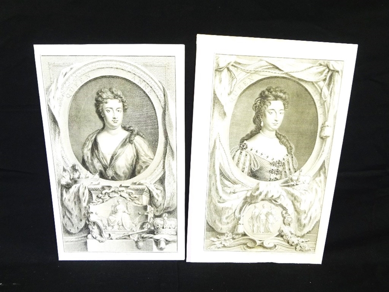 (2) Jacobus Houbraken Engravings: Queen Mary and Queen Anne