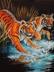 Greg Biolchini (1948-) Large Original Pastel Two Tigers. Matted and Framed