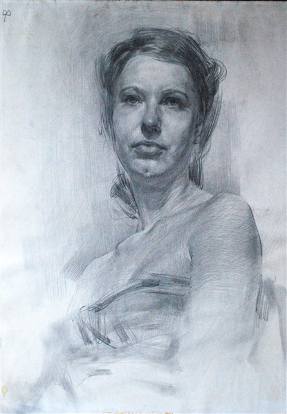 Vitally Grigoryev (Russian, b. 1957) 1983 Original Portrait Young Woman