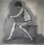 Vitally Grigoryev (Russian, b. 1957) Sitting Model Sketch Drawing