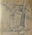 Vitally Grigoryev (Russian, b. 1957) 1974 Tree Trunk Sketch Drawing