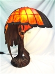 Myeda Tiffany Style "Flying Lady" Bronze Table Lamp from Peter Behrens Original