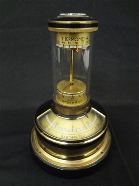 Lufft German Hygrometer/Barometer/Thermometer/Compass Weather Pillar