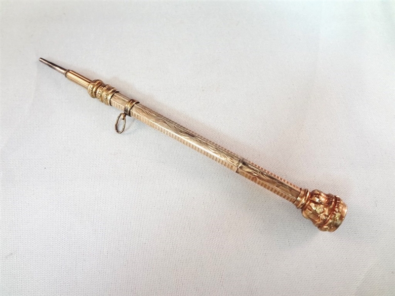 14k Gold Mechanical Pencil with Purple Stone Reset Top