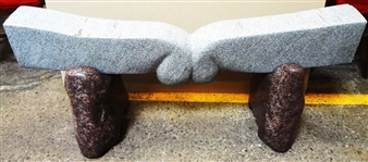 Large Granite Two Color Bench Sculpture