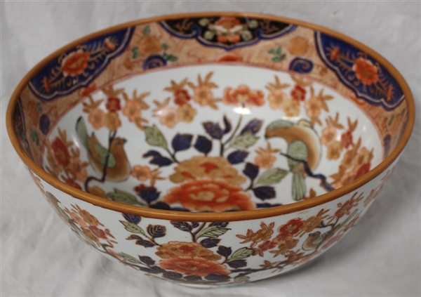 Large Chinese Enamel on Glazed Porcelain Bowl & Platter