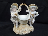 Heubach German Figurine: Two Children and A Basket