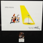 Mel Blanc Signed Card, "Speechless" Lithograph Tribute Piece to Mel Blanc
