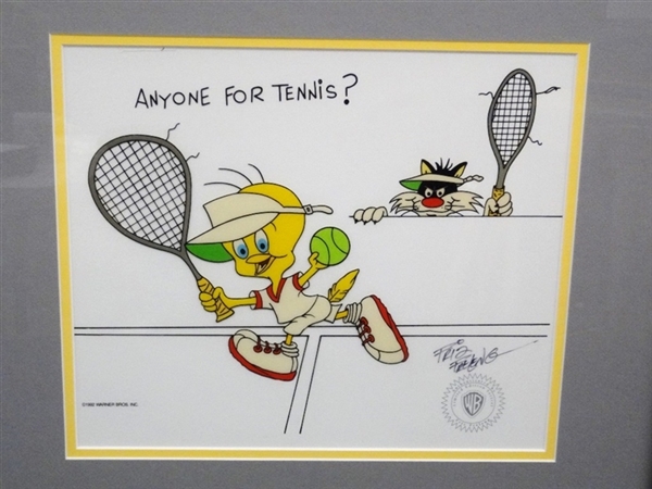 "Tweet and Sylvester" Friz Freleng Signed Animation Cel "Anyone For Tennis" COA