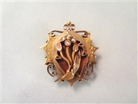 14k Gold Victorian Mourning Brooch Seed Pearls