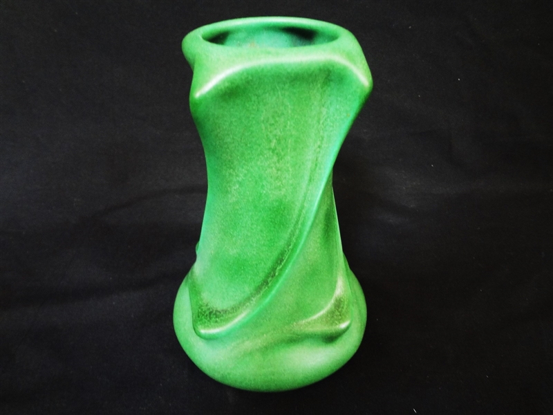 Weller Mat Green Twist Vase c1905 Rare