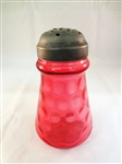 Cranberry Glass Thumbprint Muffineer/Shaker Original Lid