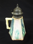 Etruscan Griffin, Smith and Hall Majolica Bamboo Syrup Pitcher