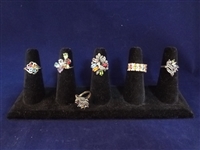 (6) Sterling Silver Rings With Gemstones: Topaz, Citrine, Garnet, Amethyst, Sapphires