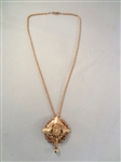 14k Gold Victorian Necklace and Pendant with Single Solitaire Diamond Center