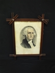 George Washington 1870s Currier and Ives Lithograph in Folk Art Frame