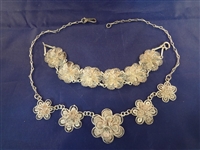 (2) Sterling Silver High Filagree Fancy Necklace and Bracelet