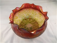 Loetz/Kralik Iridescent Glass Ruffled Edge Bowl