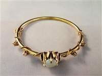 14k Yellow Gold Opal and Diamond Bangle Bracelet 