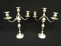 (2) Sterling Silver Weighted and Reinforced Two Arm Candleabras Frank Whiting Co.