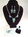 Zuni artist Ed "Coyote" Cooeyale Sterling Needlepoint, Cuff, Earrings, Ring, Necklace, Pendant