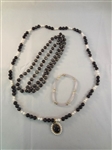 14K Gold Smoky Black Jade Jewelry: (2) Necklaces, Pendant, Bracelet