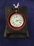 Sterling Silver Pocket Watch Enameled Face English Hallmark in Tunbridge Carved Box