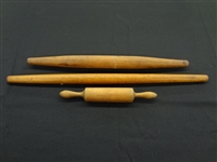 (3) Primitive Wooden Rolling Pins: Tiger Maple and 2 Others