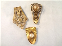 (3) Victorian Gold Filled Scarf Sash Holders