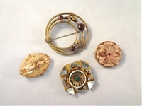 (4) Victorian Gold Filled Brooches