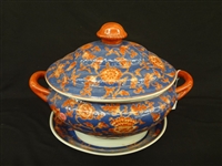 Large Chinese Export Covered Soup Tureen & Underplate