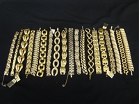 (20) Trifari Costume Gold Tone Jewelry Bracelets with Original Tags