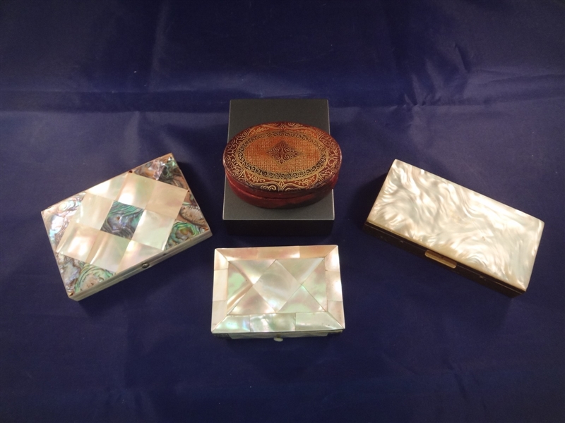 (4) Mother of Pearl Dainty Boxes