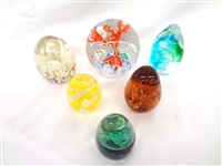 (6) Unsigned Glass Paperweights