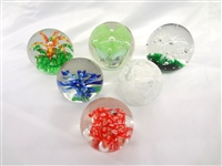 (6) Unsigned Squat Glass Paperweights