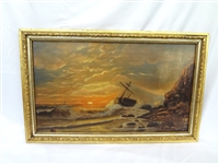 Marine Oil Painting on Canvas Unsigned