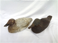 (2) Primitive Hand Carved and Painted Duck Decoys 