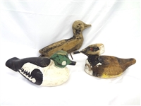 (3) Primitive Hand Carved and Painted Duck Decoys
