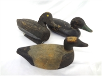 (3) Hand Carved and Painted Primitive Duck Decoys