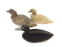 (3) Hand Carved Primitive Duck Decoys